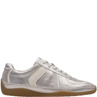 CLARKS WOMENS LACE TRAINER - METALLIC